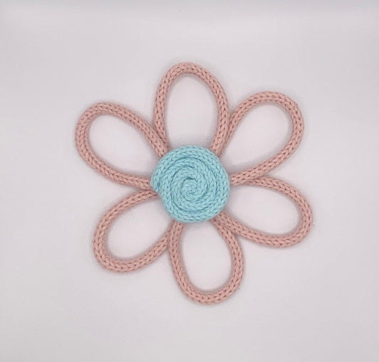 Handcrafted Daisy Wire Art Sign for Baby Room, French Knitted Nursery Decor, Wall Hanging