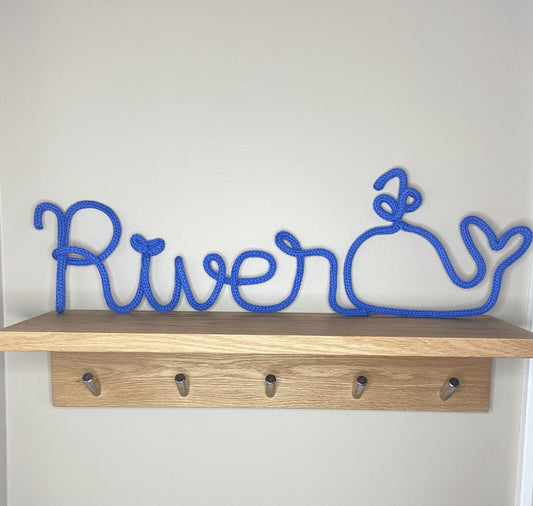 Whimsical Knitted Wire Whale Wall Hanging: Nursery Decor