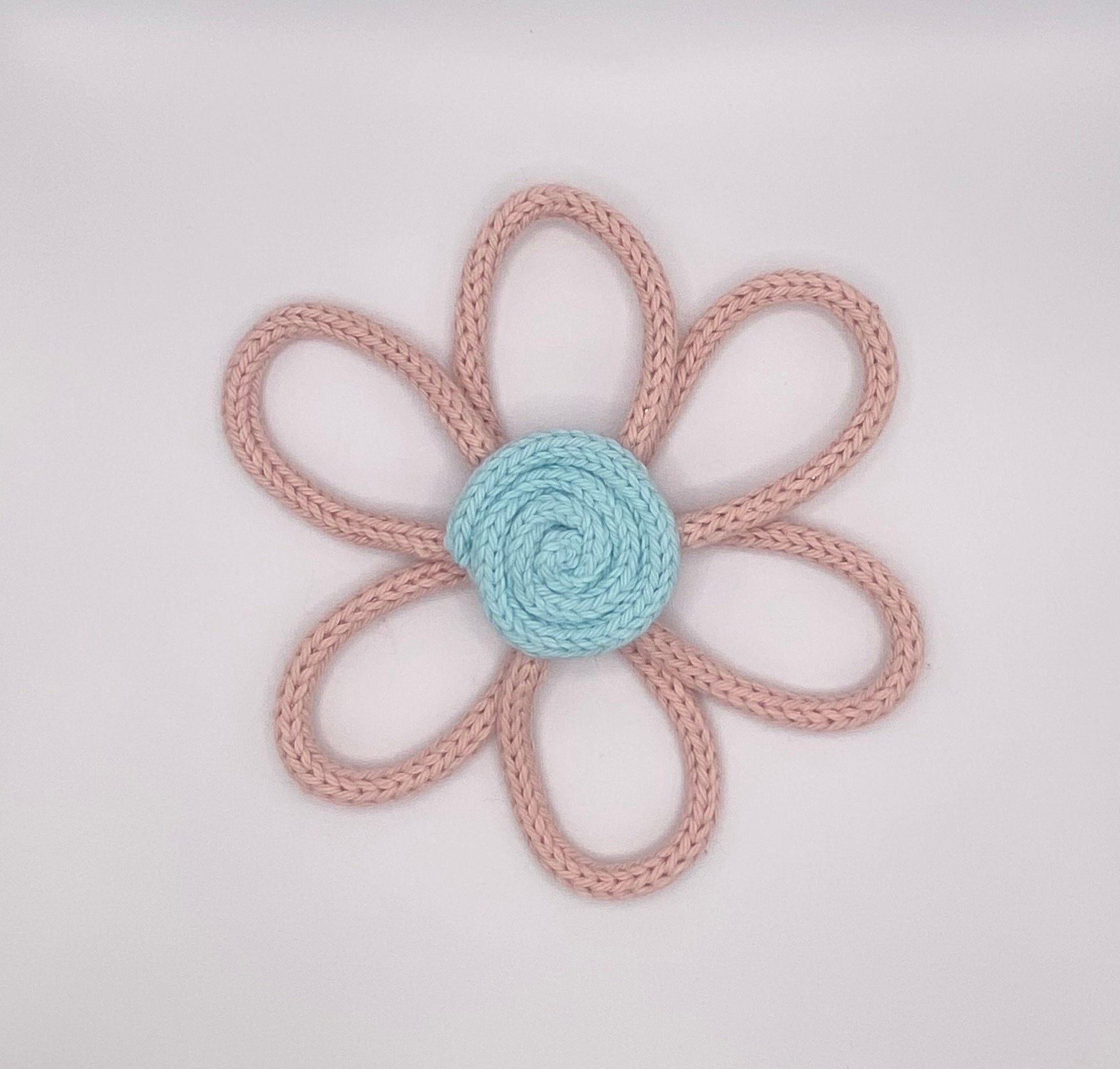 Handcrafted Daisy Wire Art Sign for Baby Room, French Knitted Nursery Decor, Wall Hanging