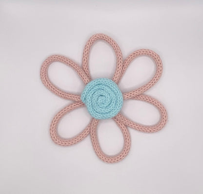 Handcrafted Daisy Wire Art Sign for Baby Room, French Knitted Nursery Decor, Wall Hanging