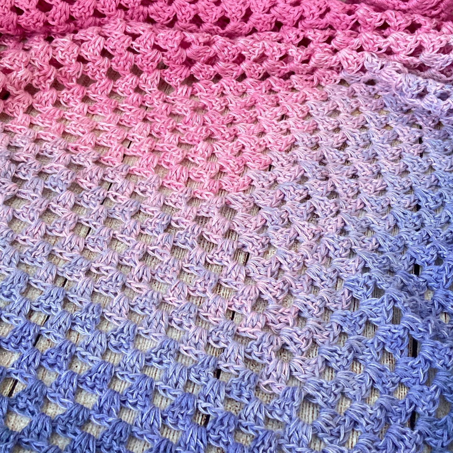 Gradient Shawl Wrap - Women's Fashion Accessory, Handmade Crochet Shawl - Pink to Purple