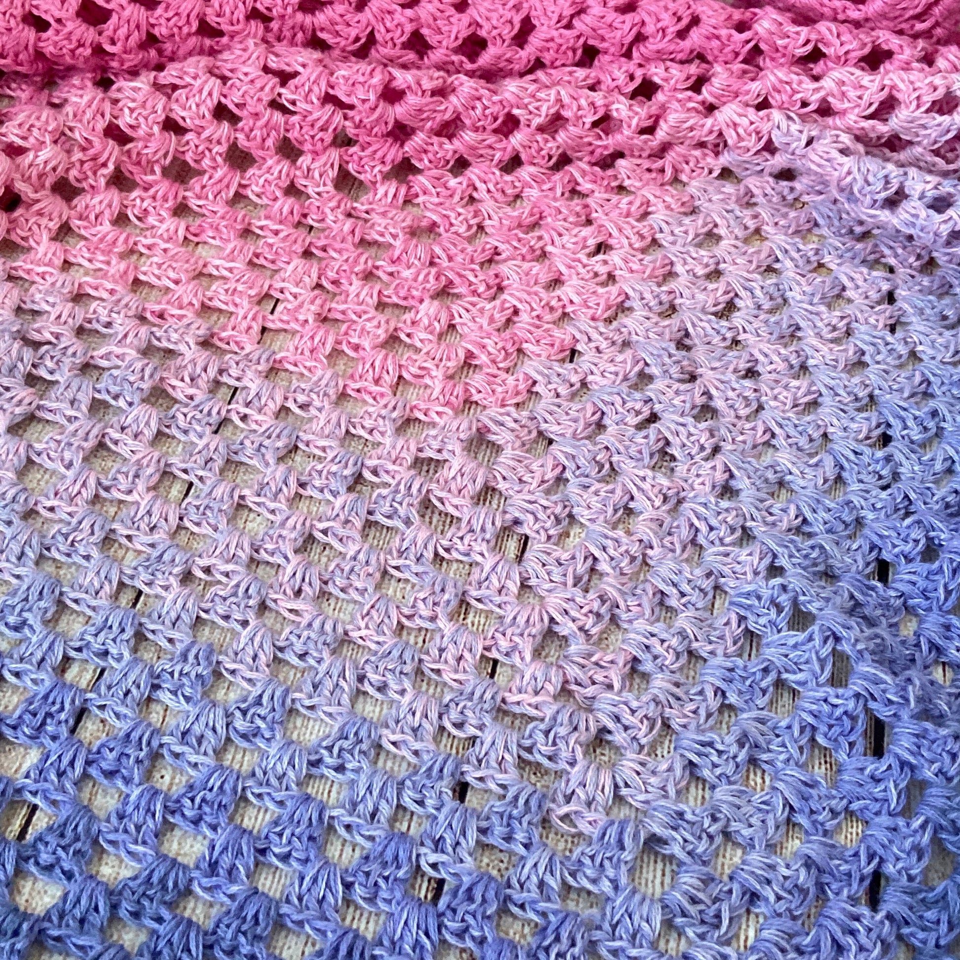 Gradient Shawl Wrap - Women's Fashion Accessory, Handmade Crochet Shawl - Pink to Purple