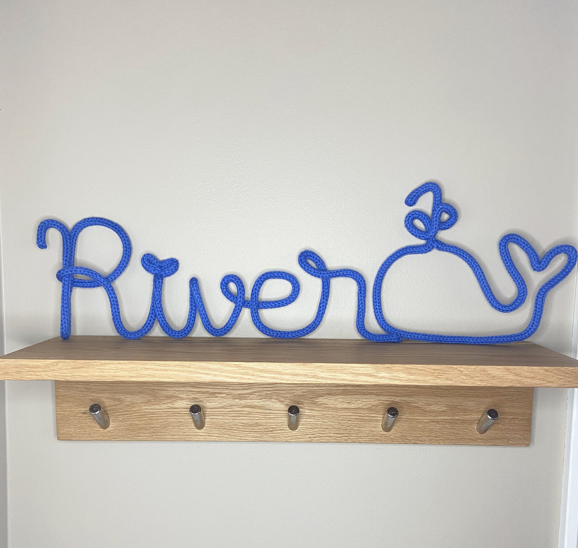 Whimsical Knitted Wire Whale Wall Hanging: Nursery Decor