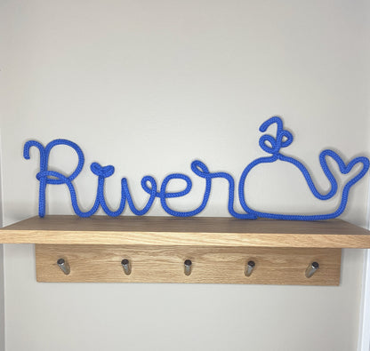 Whimsical Knitted Wire Whale Wall Hanging: Nursery Decor