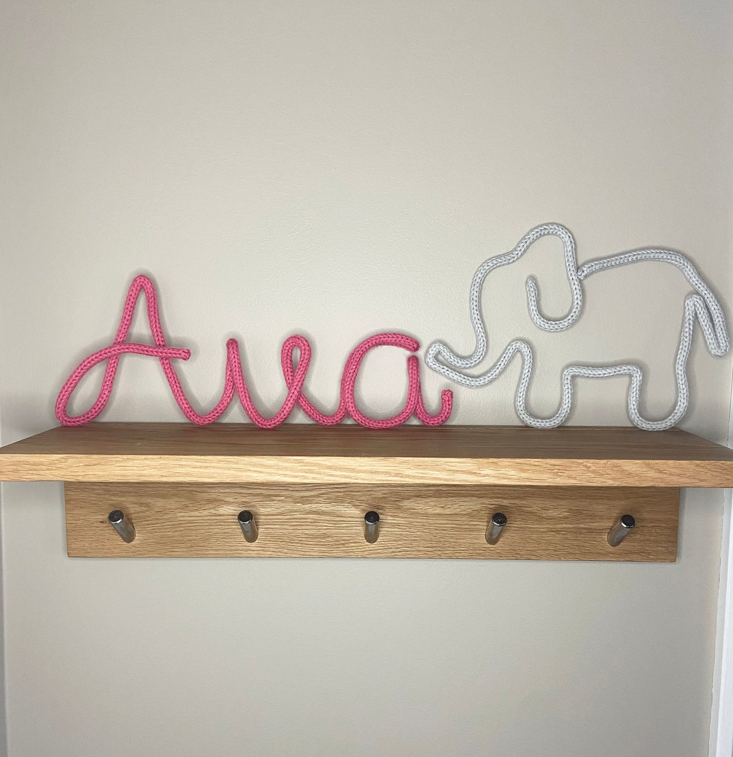 Elephant - Knitted Wire Wall Art: Kids Room, Nursery Decor