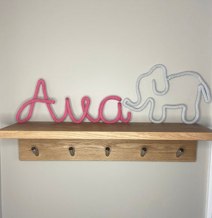 Elephant - Knitted Wire Wall Art: Kids Room, Nursery Decor