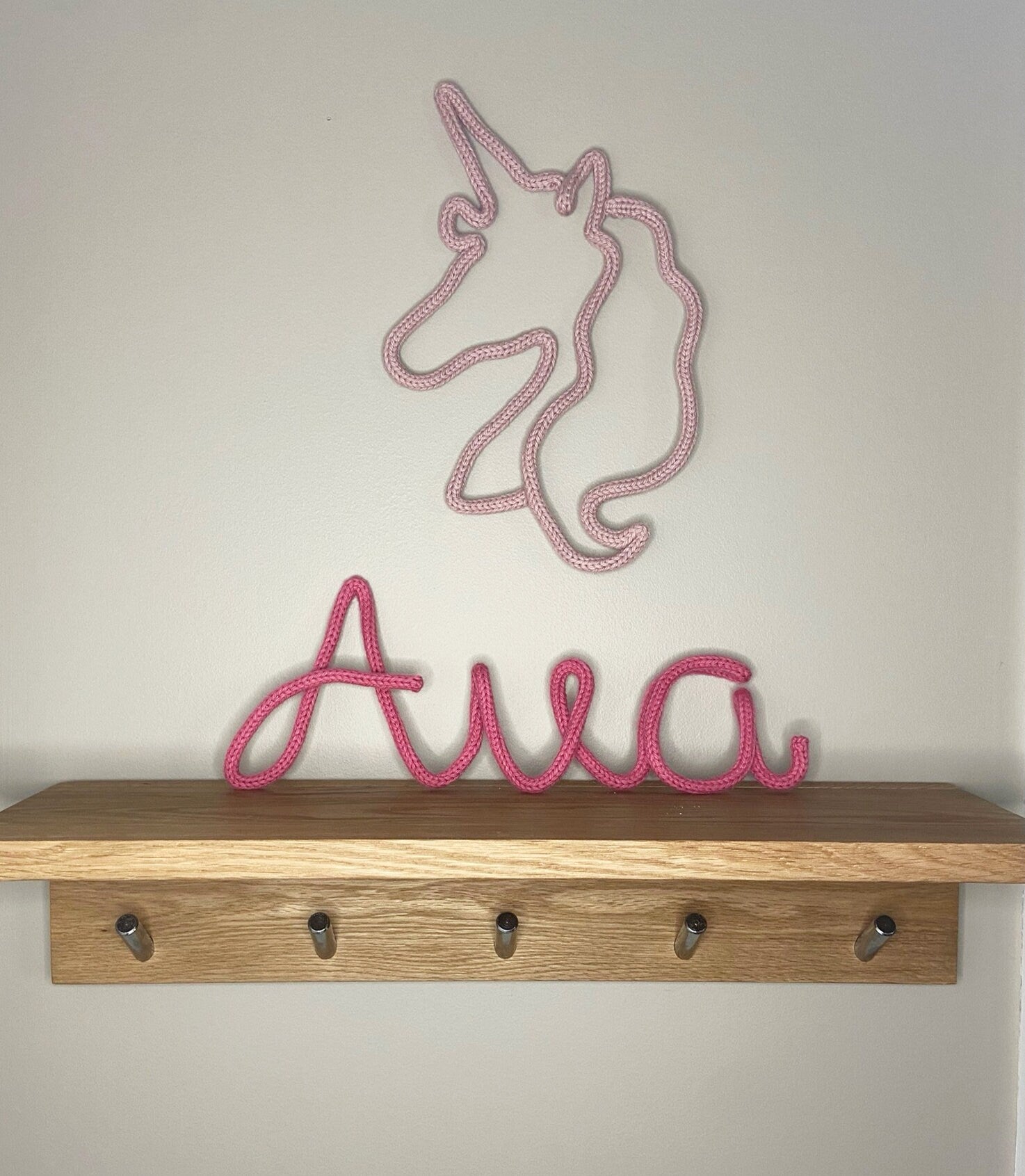 Unicorn Knitted Wire Wall Art: Kids Room, Nursery Decor