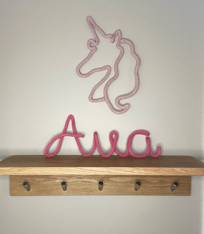 Unicorn Knitted Wire Wall Art: Kids Room, Nursery Decor