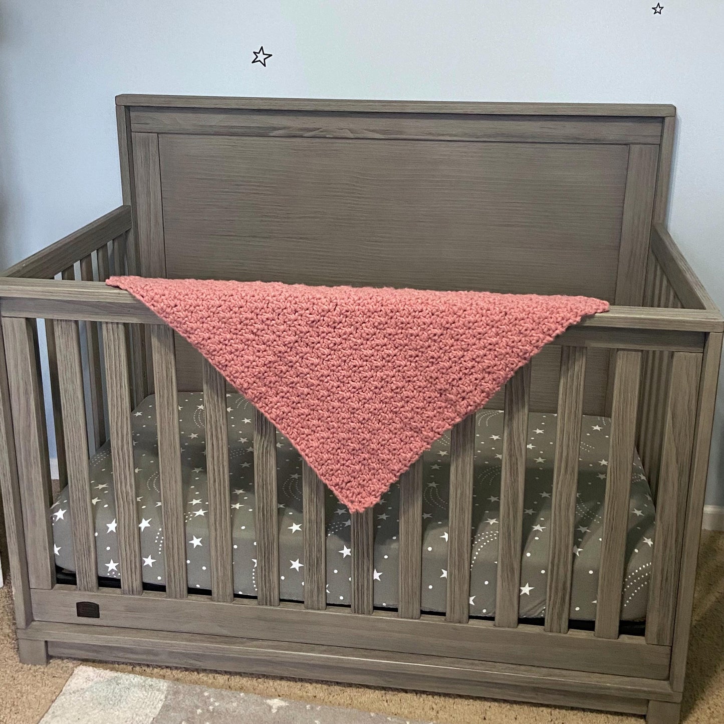 Handmade Crochet Baby Blanket: Soft Fleece Crib Throw (26x26 inch)
