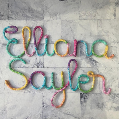 Knitted Name Sign - Kids Room Decor - Children's Decor - Nursery Decor - Wall Hanging