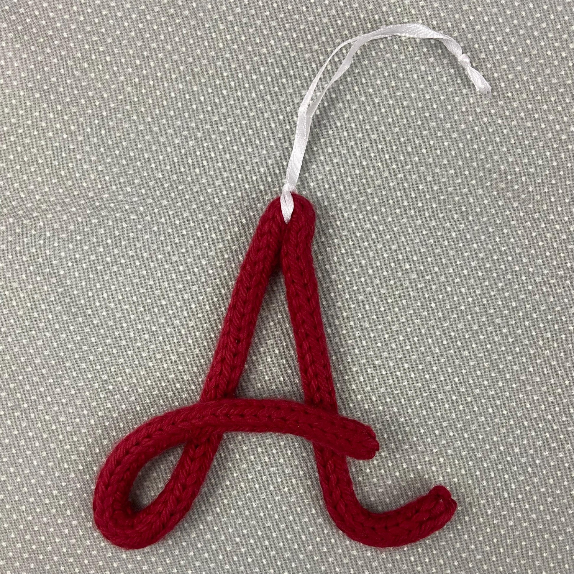 Knitted Initial Christmas Ornament: Stocking Charm, Christmas Decor