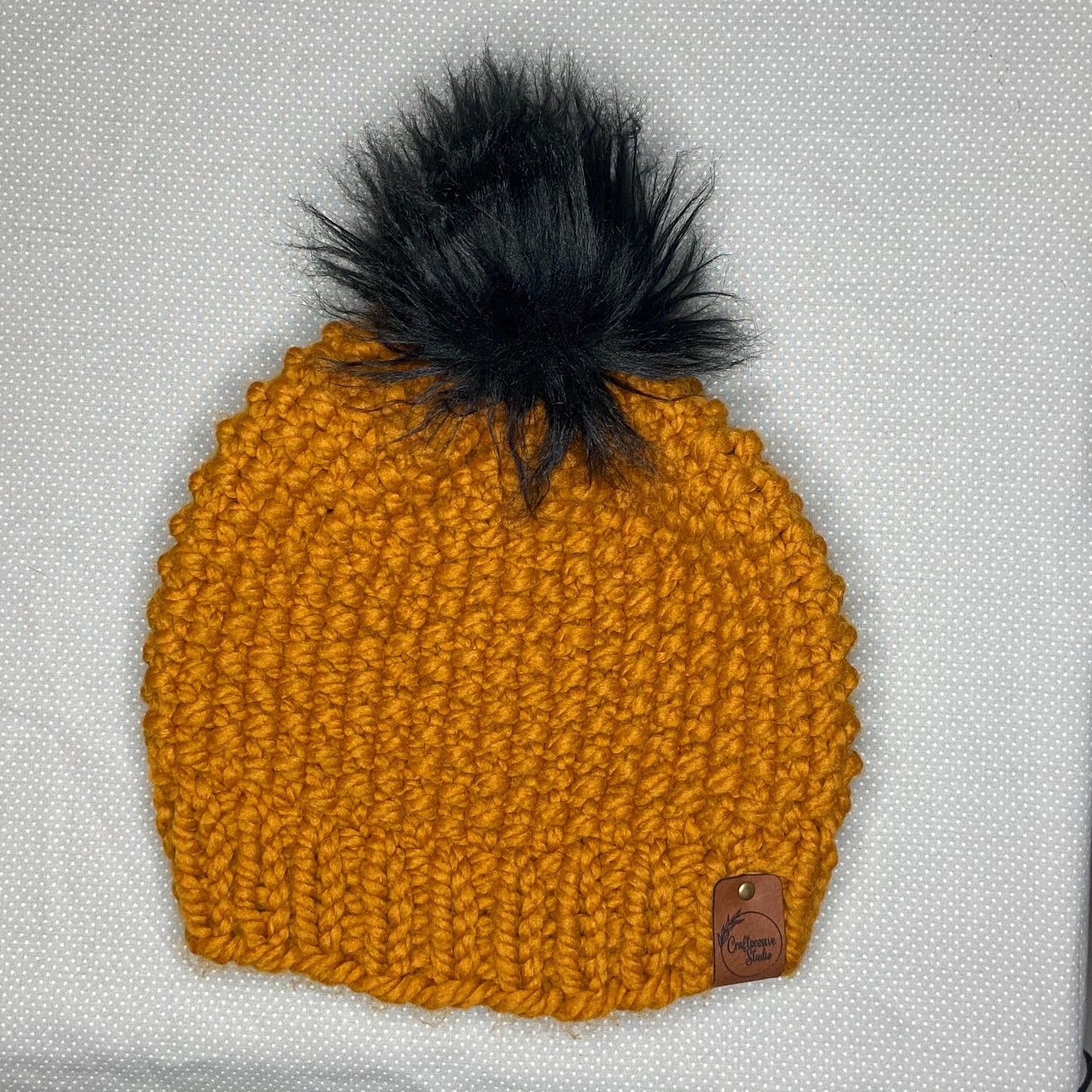Handknit Chunky Wool Beanie: Pom-pom Winter Hat