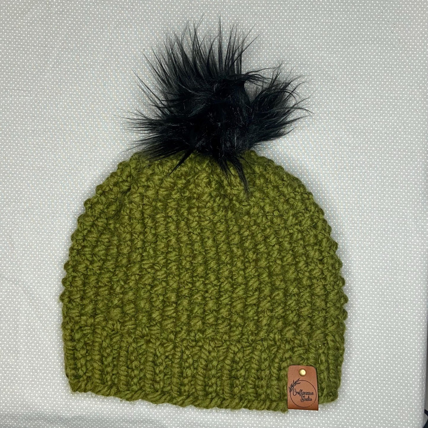 Handknit Chunky Wool Beanie: Pom-pom Winter Hat