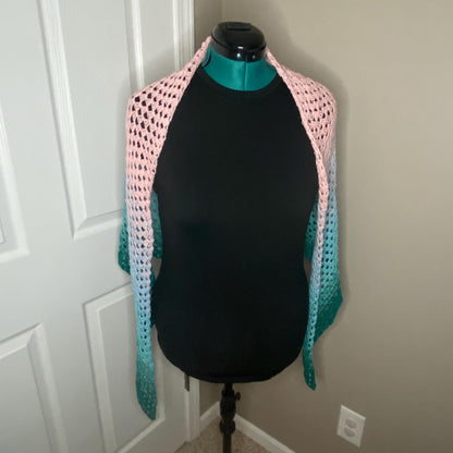 Gradient Shawl Wrap - Women Fashion Accessory, Handmade Crochet Shawl