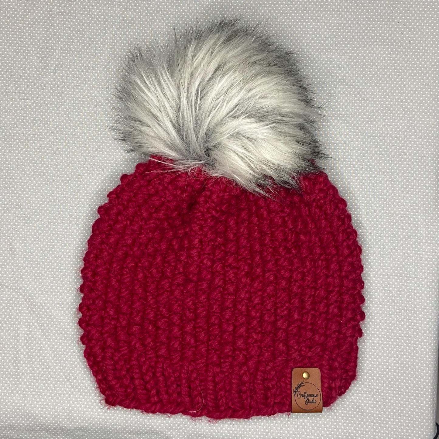 Handknit Chunky Wool Beanie: Pom-pom Winter Hat