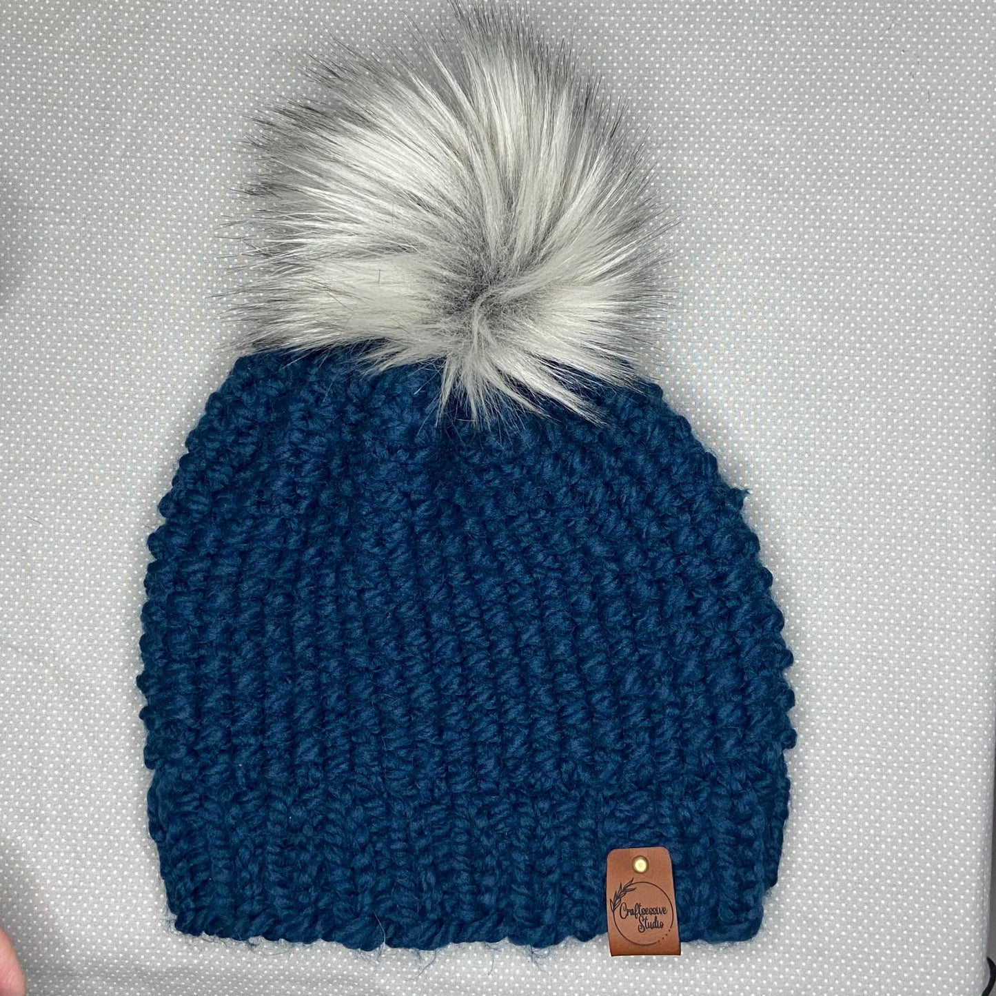 Handknit Chunky Wool Beanie: Pom-pom Winter Hat