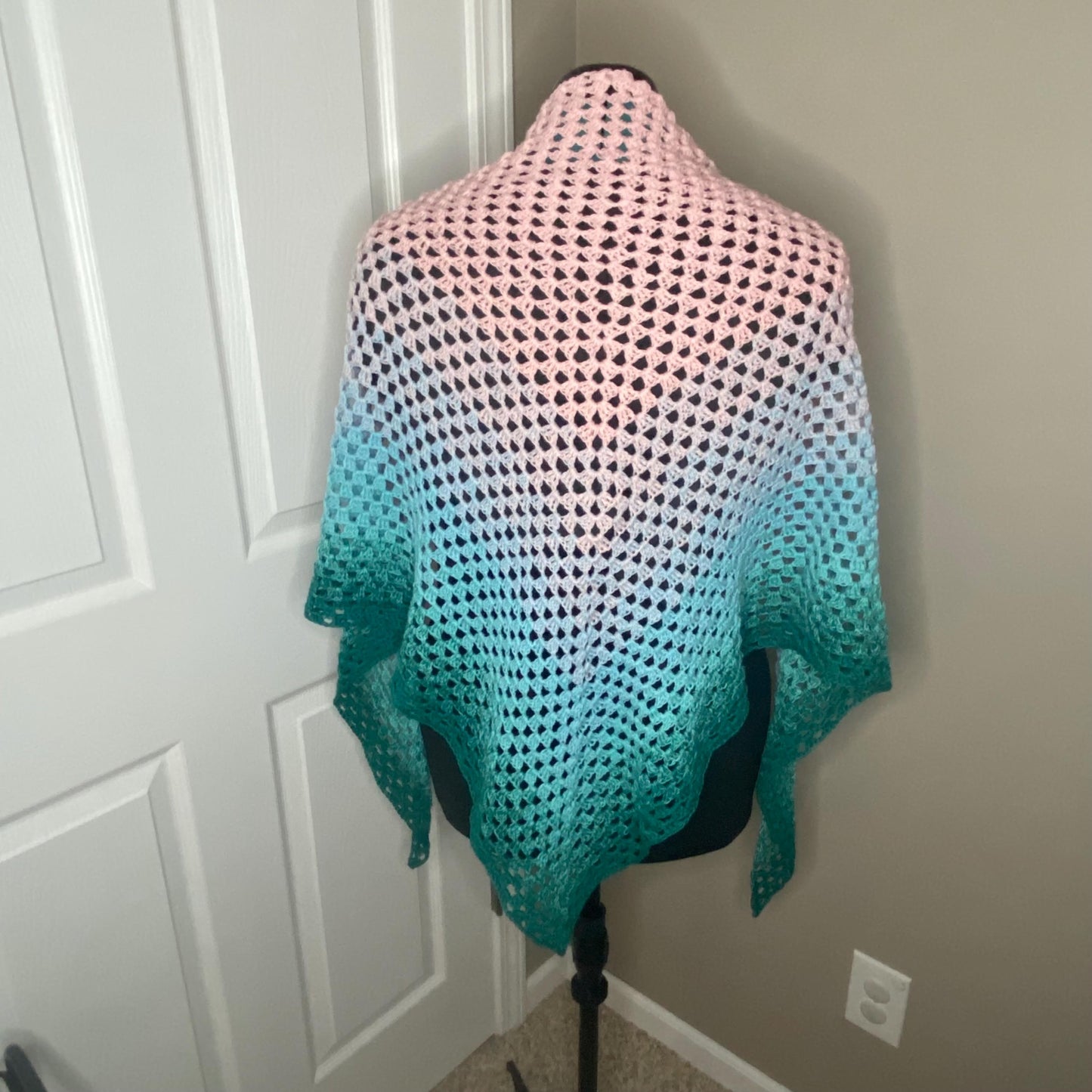 Gradient Shawl Wrap - Women Fashion Accessory, Handmade Crochet Shawl