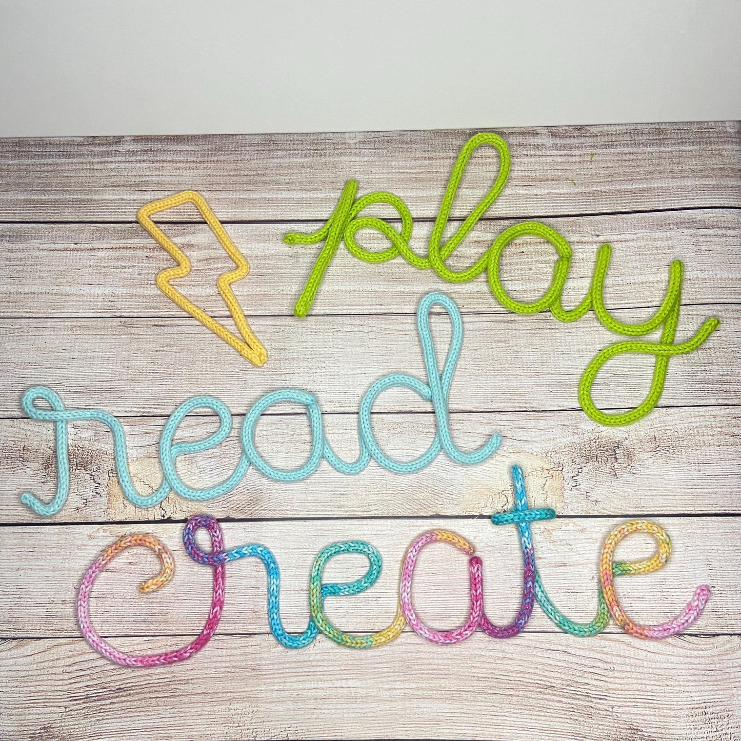 Knitted Wire Word Wall Art: Playroom Decor