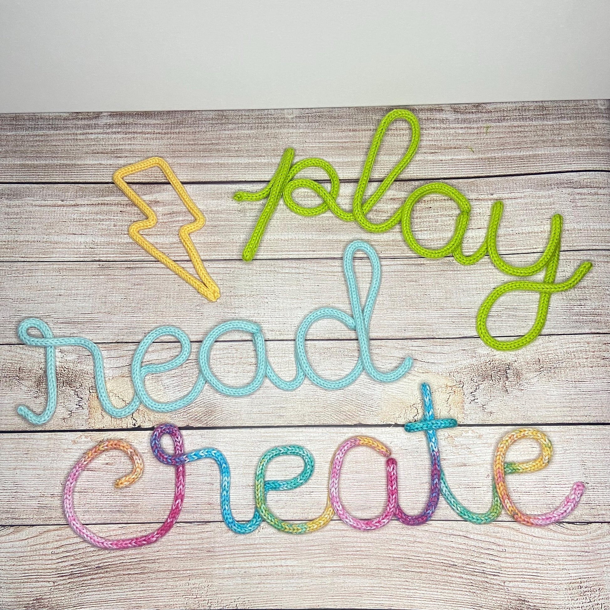 Knitted Wire Word Wall Art: Playroom Decor