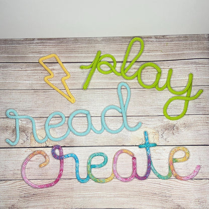 Knitted Wire Word Wall Art: Playroom Decor