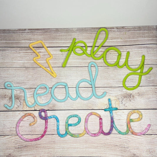 Knitted Wire Word Wall Art: Playroom Decor