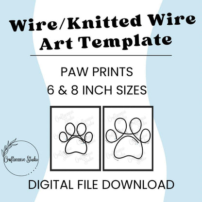 Knitted Wire Paw Prints Template: 6 & 8 Inch Sizes (Digital Download)