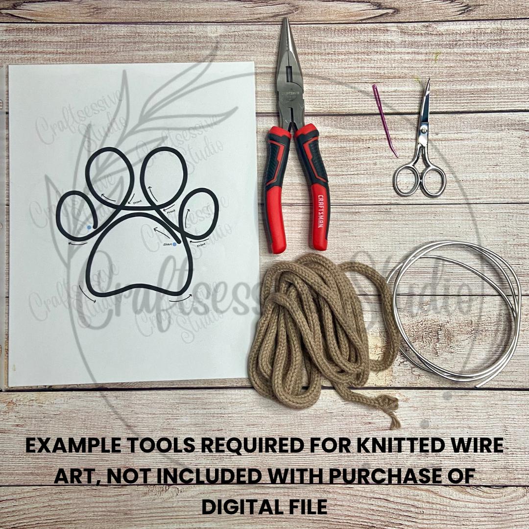 Knitted Wire Paw Prints Template: 6 & 8 Inch Sizes (Digital Download)