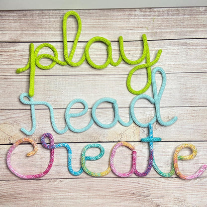 Knitted Wire Word Wall Art: Playroom Decor