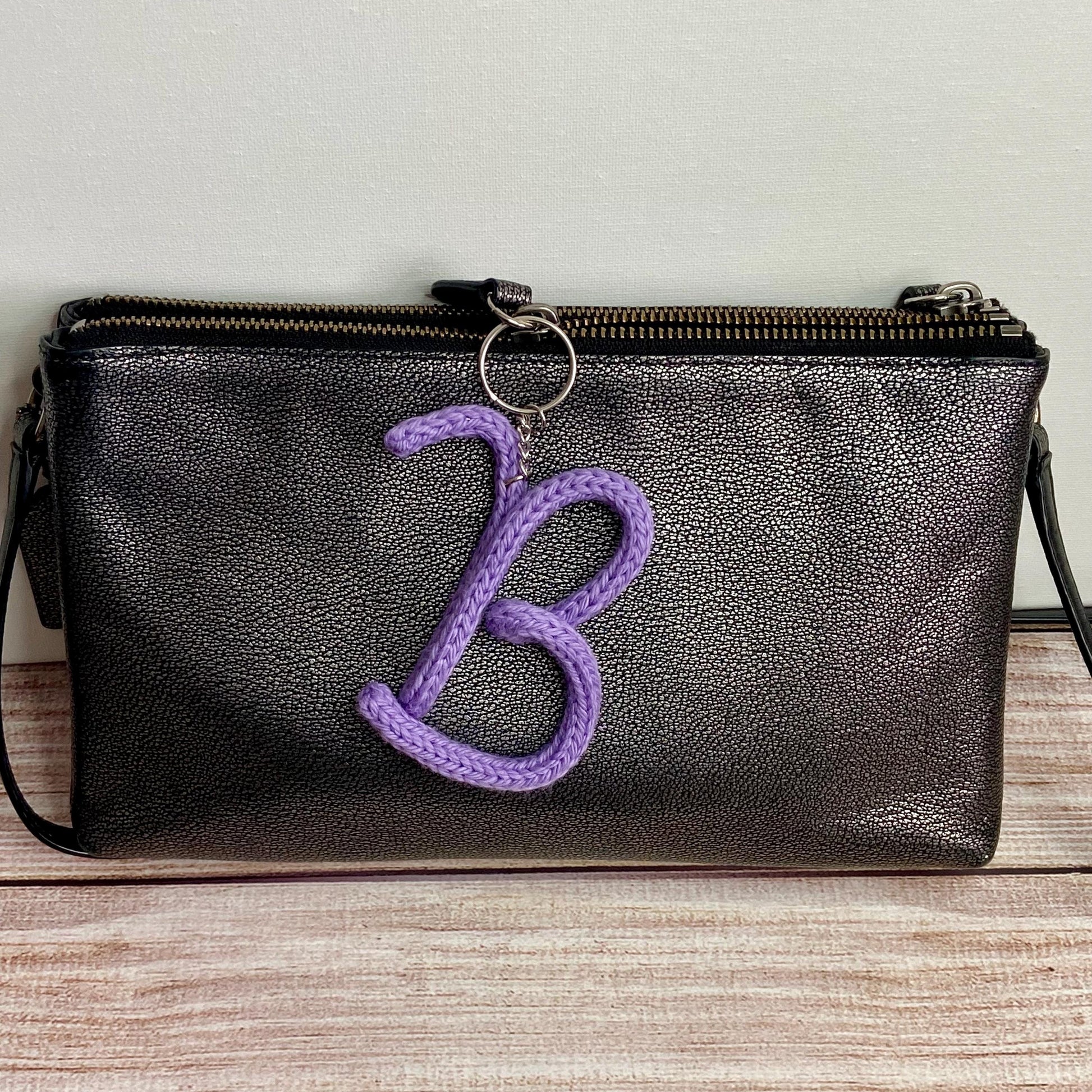 Knitted Wire: Initial Bag Charm, Backpack Decoration, Letter Keychain