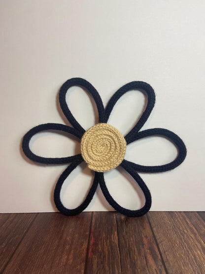 Handcrafted Daisy Wire Art Sign for Baby Room, French Knitted Nursery Decor, Wall Hanging