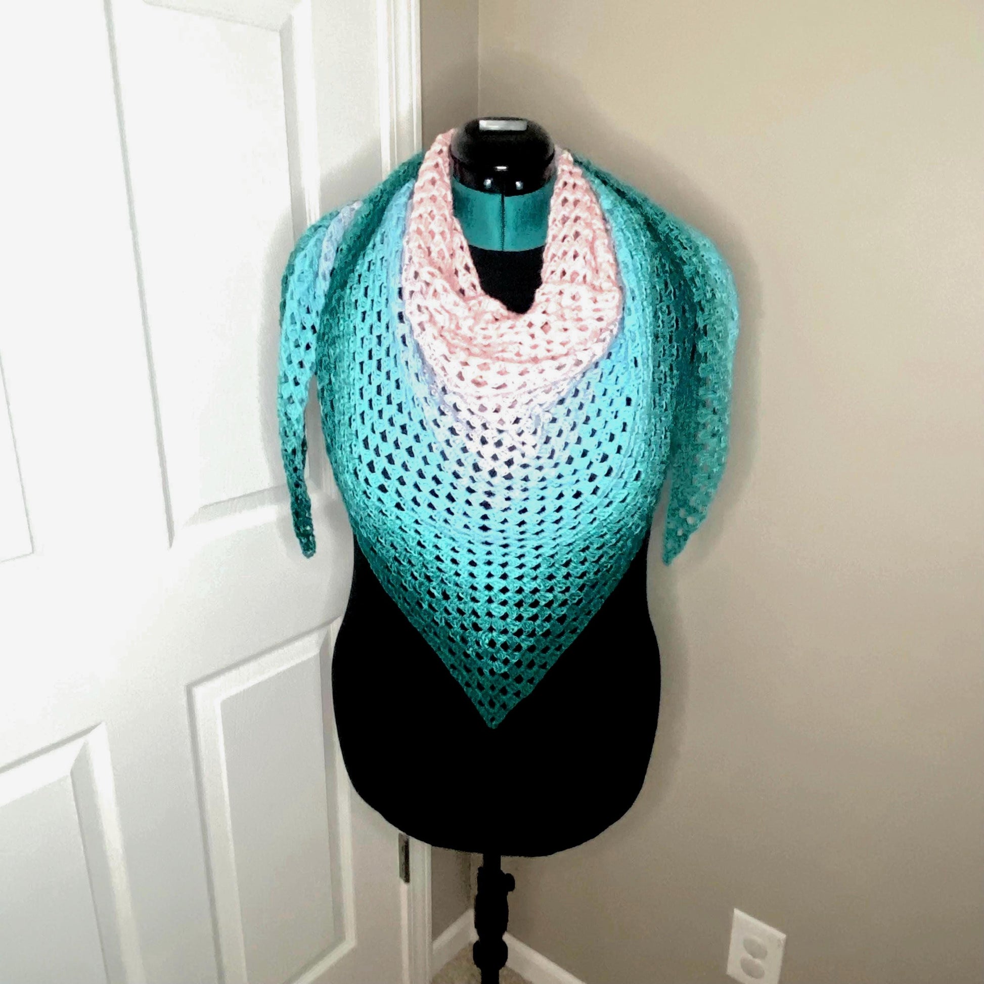 Gradient Shawl Wrap - Women Fashion Accessory, Handmade Crochet Shawl