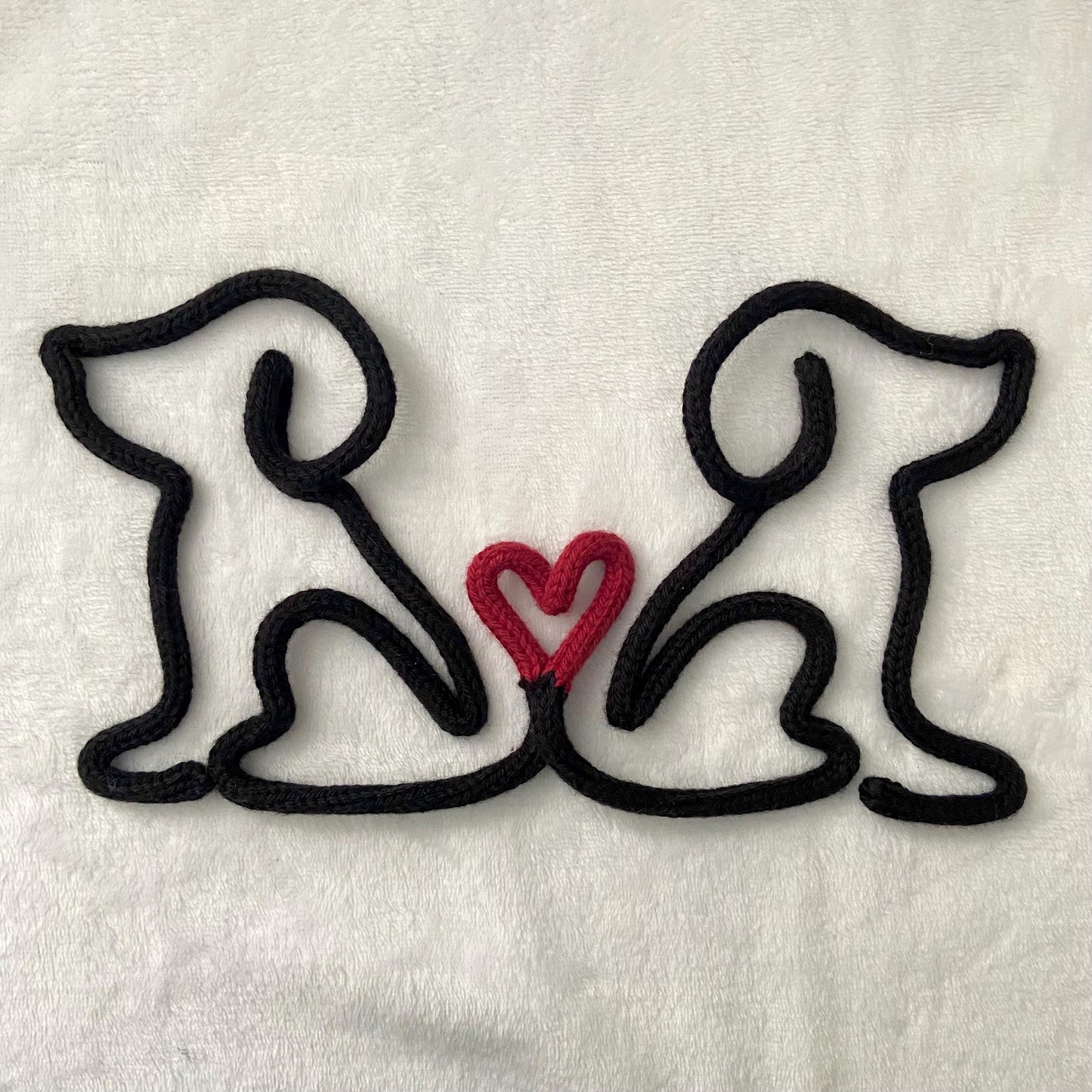 Knitted Wire Dog with Heart Tail Wall Art - Pet Lover Gift