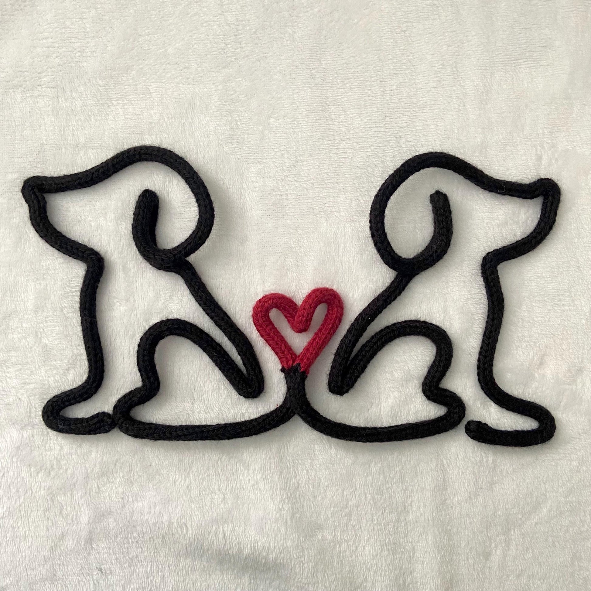 Knitted Wire Dog with Heart Tail Wall Art - Pet Lover Gift