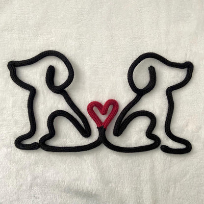 Knitted Wire Dog with Heart Tail Wall Art - Pet Lover Gift