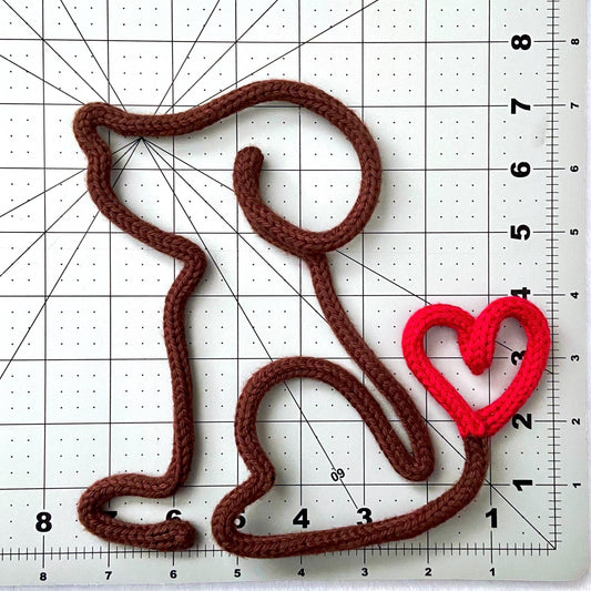 Knitted Wire Dog with Heart Tail Wall Art - Pet Lover Gift