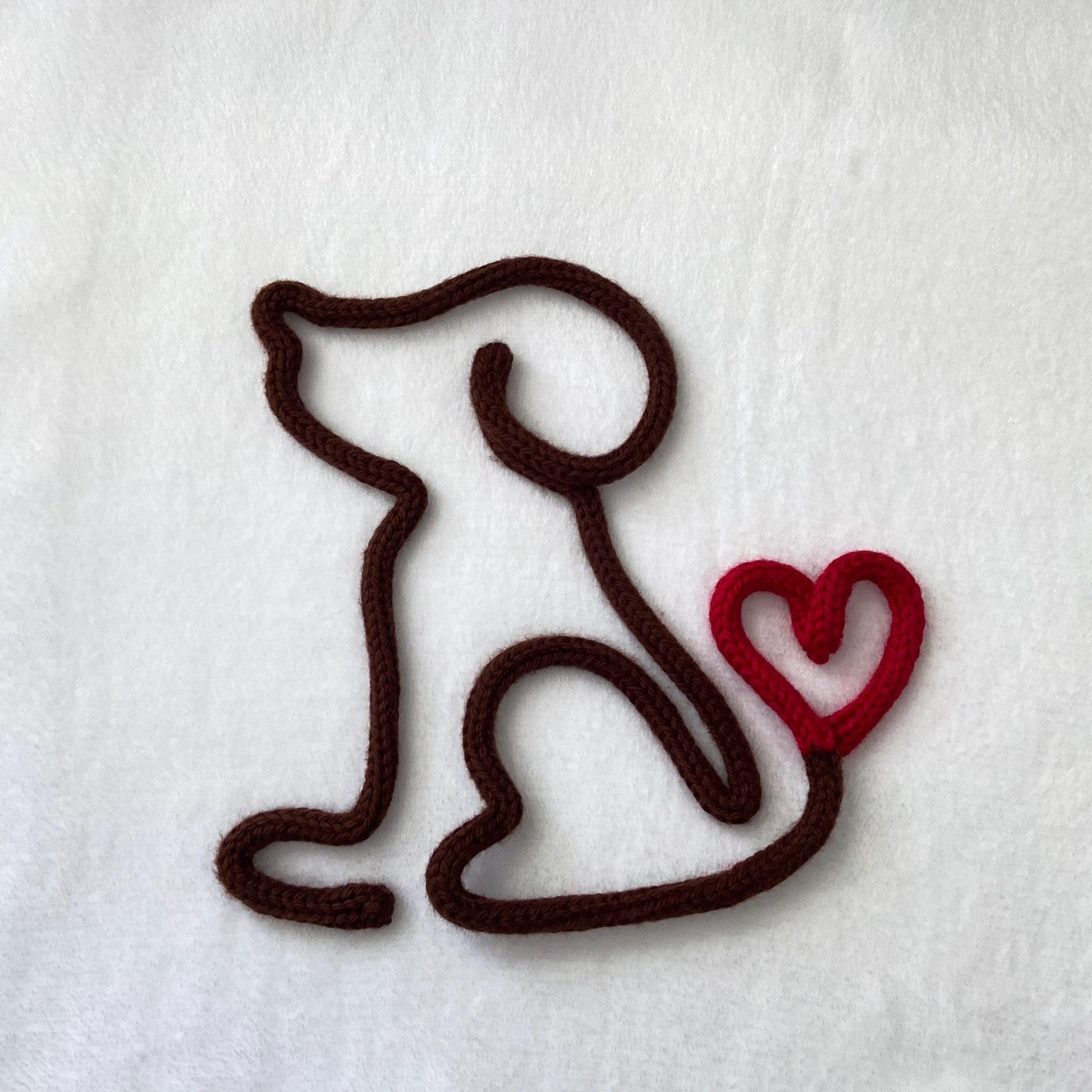 Knitted Wire Dog with Heart Tail Wall Art - Pet Lover Gift