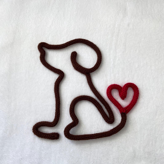 Knitted Wire Dog with Heart Tail Wall Art - Pet Lover Gift