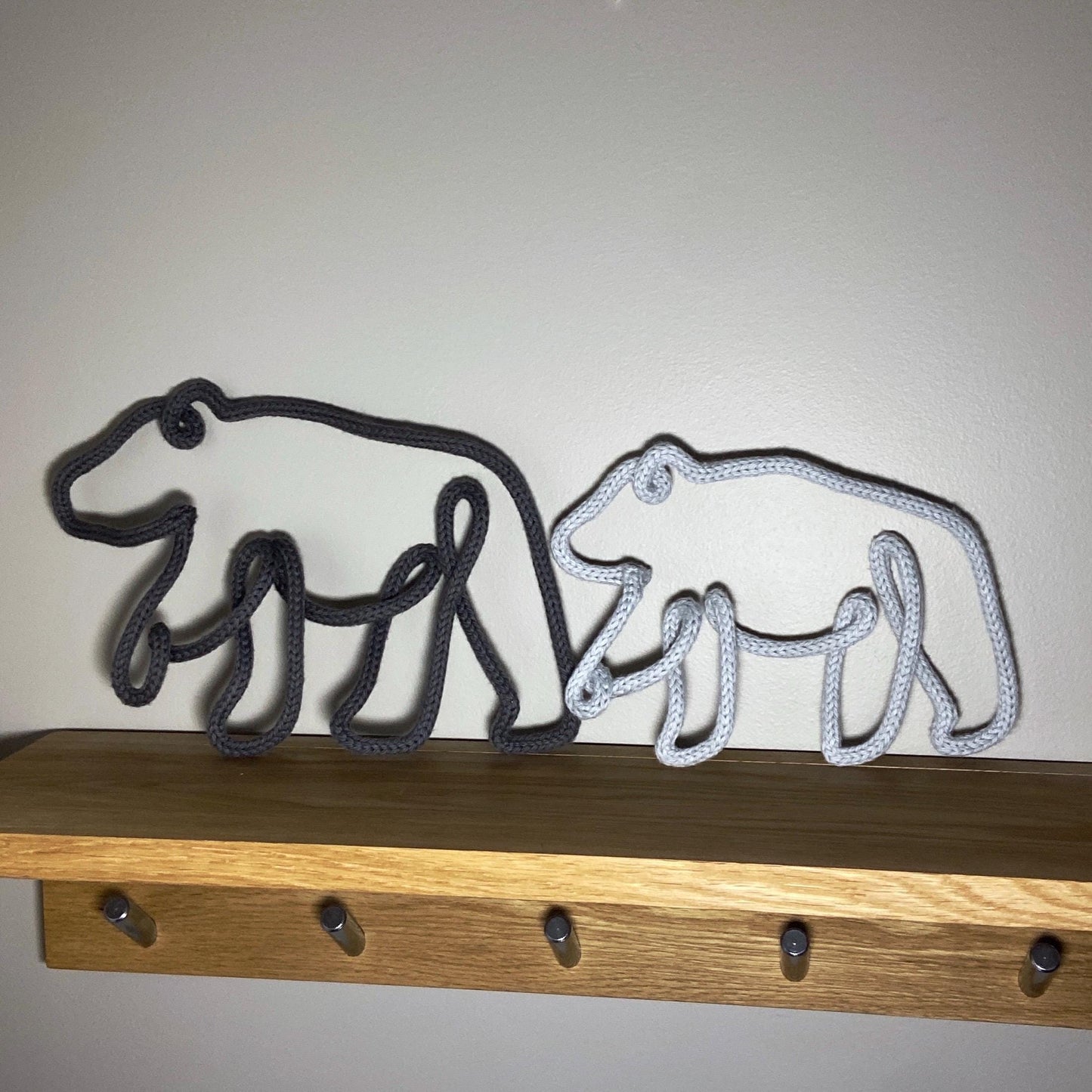 Knitted Wire Bears Wall Art