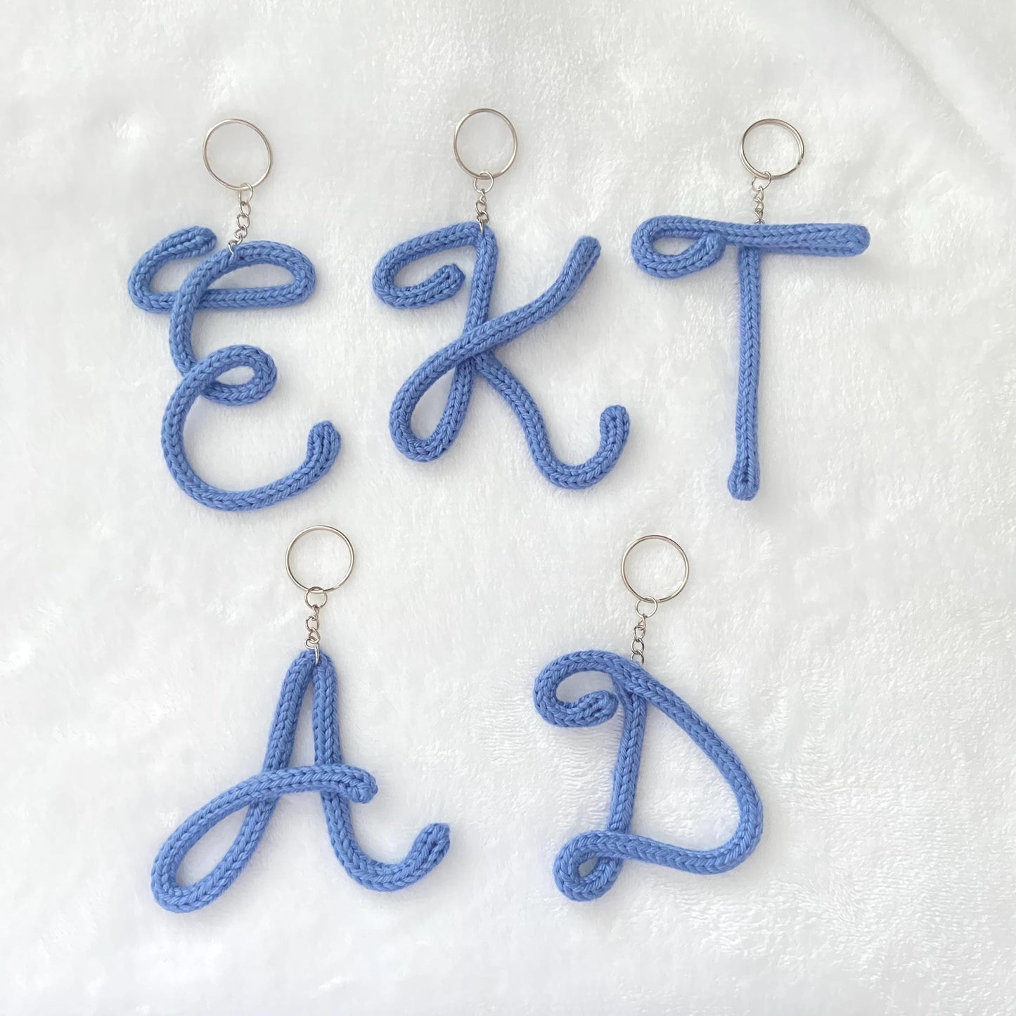 Knitted Wire: Initial Bag Charm, Backpack Decoration, Letter Keychain