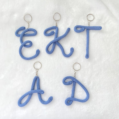 Knitted Wire: Initial Bag Charm, Backpack Decoration, Letter Keychain