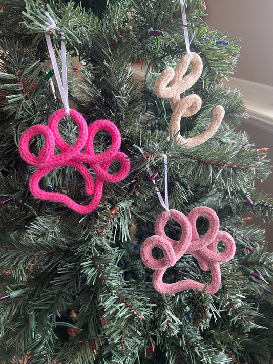 Paw Print Knitted Wire Ornament - 40+ Colors Available