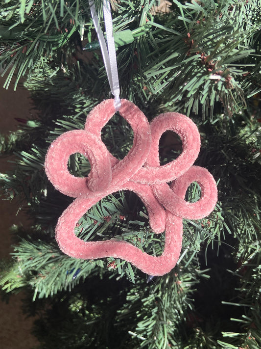 Sparkle Paw Print Ornament – Pet Holiday Decor, 8 Color Choices
