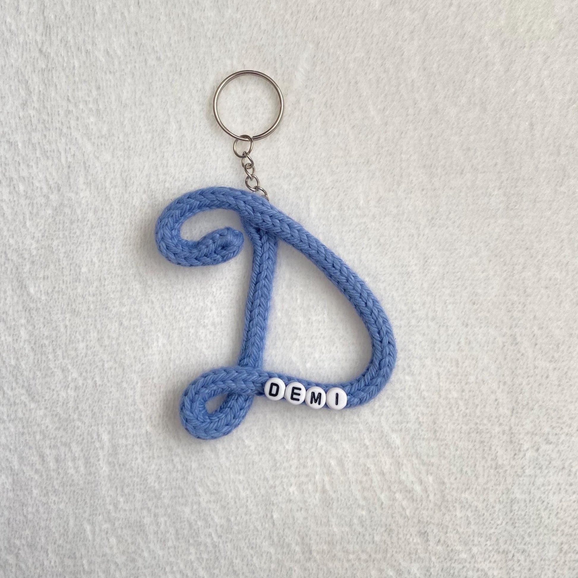 Knitted Wire: Initial Bag Charm, Backpack Decoration, Letter Keychain